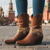 Brand New Women Gold Metal Boot Chain Bracelet Shoe Anklet Waves + Bling Heart Charm SET BC172