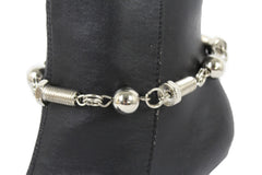 Brand New Women Silver Metal Boot Chain Bracelet Shoe Anklet Screw + Ball Charms SET BC271