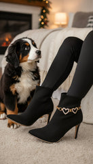 Brand New Women Gold Metal Boot Chain Bracelet Shoe Anklet Double Heart Love Charm 2PCS BC91