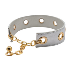 Brand New Women Gold Metal Boot Chain Bracelet Shoe Anklet Silver Faux Leather Band Holes Charm SET BC222