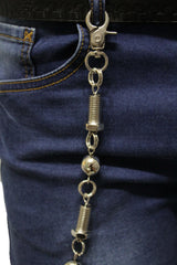 Brand New Men Silver Metal Pocket Chain With Screw And Ball Hardware Long Rider Keychain 28" M26