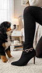 Brand New Women Gold Metal Boot Chain Bracelet Shoe Anklet Double Heart Love Charm 2PCS BC91