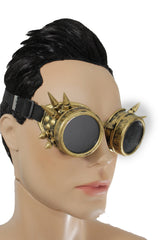 Brand New Adult Antique Gold Steampunk Goggles with Dark Lenses and Spike Accents Costume Wear M14