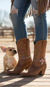 Brand New Women Silver Metal Chain Boot Bracelet Shoe Cross Charm Religious Accessory SET BC110