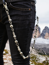 Brand New Men Silver Metal Pocket Chain With Screw And Ball Hardware Long Rider Keychain 28" M26