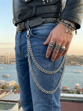 Brand New Men’s Silver Layered Wallet Chain Chunky Double Strand Handmade In USA M32