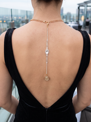 Handmade Gold Tone Coin Rhinestone Back Pendant Keepsake Necklace Add On WN82