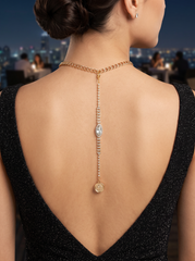 Handmade Gold Tone Coin Rhinestone Back Pendant Keepsake Necklace Add On WN82