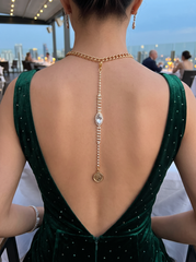 Handmade Gold Tone Coin Rhinestone Back Pendant Keepsake Necklace Add On WN82