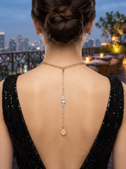Handmade Gold Tone Coin Rhinestone Back Pendant Keepsake Necklace Add On WN82