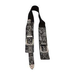 Brand New Women Black Paisley Elastic Fashion Belt Silver Metal Double Western Buckles Size S M - WB32