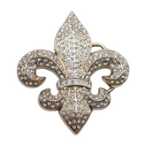 New Women Silver Metal Belt Buckle Western Fashion Bling Fleur De Lis