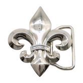 Men Women Teen Silver Metal MINI Belt Buckle Western Fashion Fleur De Lis Lily Flower
