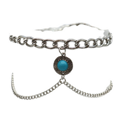 Women Silver Metal Boot Chain Bracelet Shoe Anklet Wave Turquoise Coin Charm