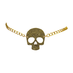 Skeleton Skull Charm Gold Metal Chain Belt
