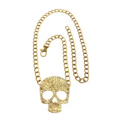 Skeleton Skull Charm Gold Metal Chain Belt