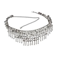 Women Ethnic Silver Metal Chain Coin Charms Belt S M