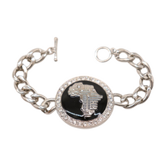 New Women Fashion Jewelry Silver Metal Chain Bracelet Africa Continent Bling Charm