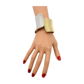 New Women Silver Gold Mix Color Wide Metal Cuff Bracelet Fashion Jewelry Statement