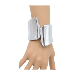 New Women Silver Metal Wrist Cuff Bracelet Fashion Jewelry Accessory