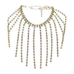 New Women Gold Metal Chain Bracelet Silver Rhinestones Long Tassels