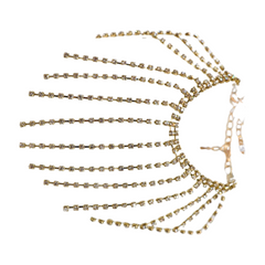 New Women Gold Metal Chain Bracelet Silver Rhinestones Long Tassels