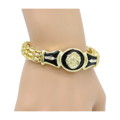 New Women Gold Plated Metal Band Bracelet Fashion Jewelry Bling Lion Head Charm