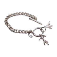 New Women Silver Metal Chain Links Wrist Bracelet Airplane Eifel Tower Charms France