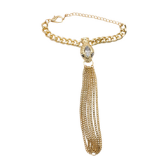 New Women Gold Fashion Bracelet Metal Hand Chain Wrist Slave Ring Bling Snake Head