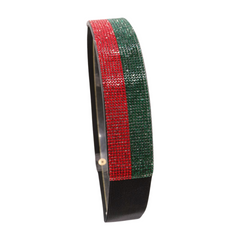 New Women Black Elastic Waistband Fashion Belt Green Red Bling Rhinestones Fit S M