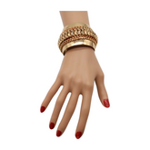 Women Gold Metal Wrist Cuff Bracelet Chain Mesh