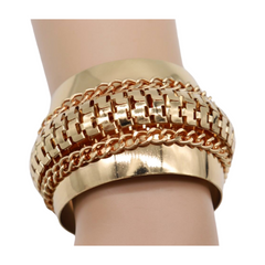 Women Gold Metal Wrist Cuff Bracelet Chain Mesh