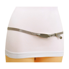 Women Silver Mesh Metal Ultra Skinny Belt Long Buckle Size S