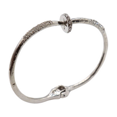 New Women Silver Plated Metal Fashion Jewelry Bling Nail Cuff Bracelet Bling Thin