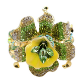 New Women Gold Metal Yellow Green Flowers Cuff Bracelet Fashion Jewelry Bouquet
