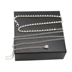 Ultra Skinny Rhinestones Belt Silver Metal Chain Fit Size XS S M