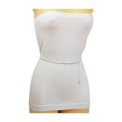 Ultra Skinny Rhinestones Belt Silver Metal Chain Fit Size XS S M