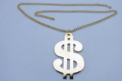 New Men Women Long Necklace Fashion Huge Gold Metal American Dollar $ Money Pendant