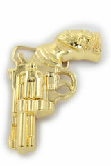 New Men Women Buckle Gold Metal Western Cowboy Pistol Revolver Gun Weapon Skull Unisex