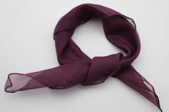 Small Classic Chic Women Neck Tie Scarf Sheer Fabric Pocket Square Dark Purple