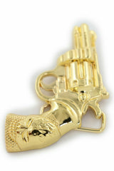 New Men Women Buckle Gold Metal Western Cowboy Pistol Revolver Gun Weapon Skull Unisex