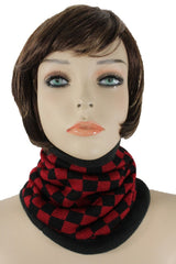 Women Scarf Turtle Neck Warmer Head Cover Outdoor Face Mask Sport Red Checkered