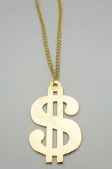 New Men Women Long Necklace Fashion Huge Gold Metal American Dollar $ Money Pendant