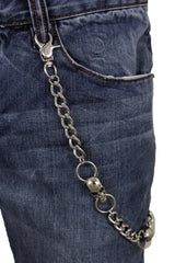 Men Women Silver Metal Link Wallet Chain KeyChain Punk Rocker Skeleton Skull Gothic