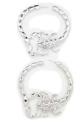 Women Earrings Set Hoop Fashion Jewelry Silver Metal Scorpion Bling Hook Closer