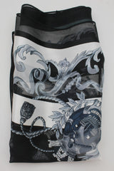 Crown Women Black White Square Tie Scarf Wrap Fabric Soft Dressy Anchor Nautical