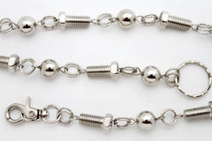 Men Long Silver Metal Wallet Chains Motorcycle Chunky Strand Balls Screws