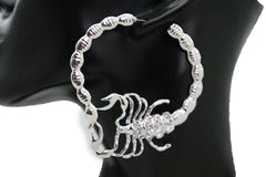 Women Earrings Set Hoop Fashion Jewelry Silver Metal Scorpion Bling Hook Closer