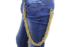 New Men Gold Metal Wallet Chain Jeans Rock Multiple Chunky Thick Links Strand Biker