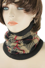 Women Scarf Turtle Neck Warmer Head Cover Outdoor Face Mask Sport Beige Squares